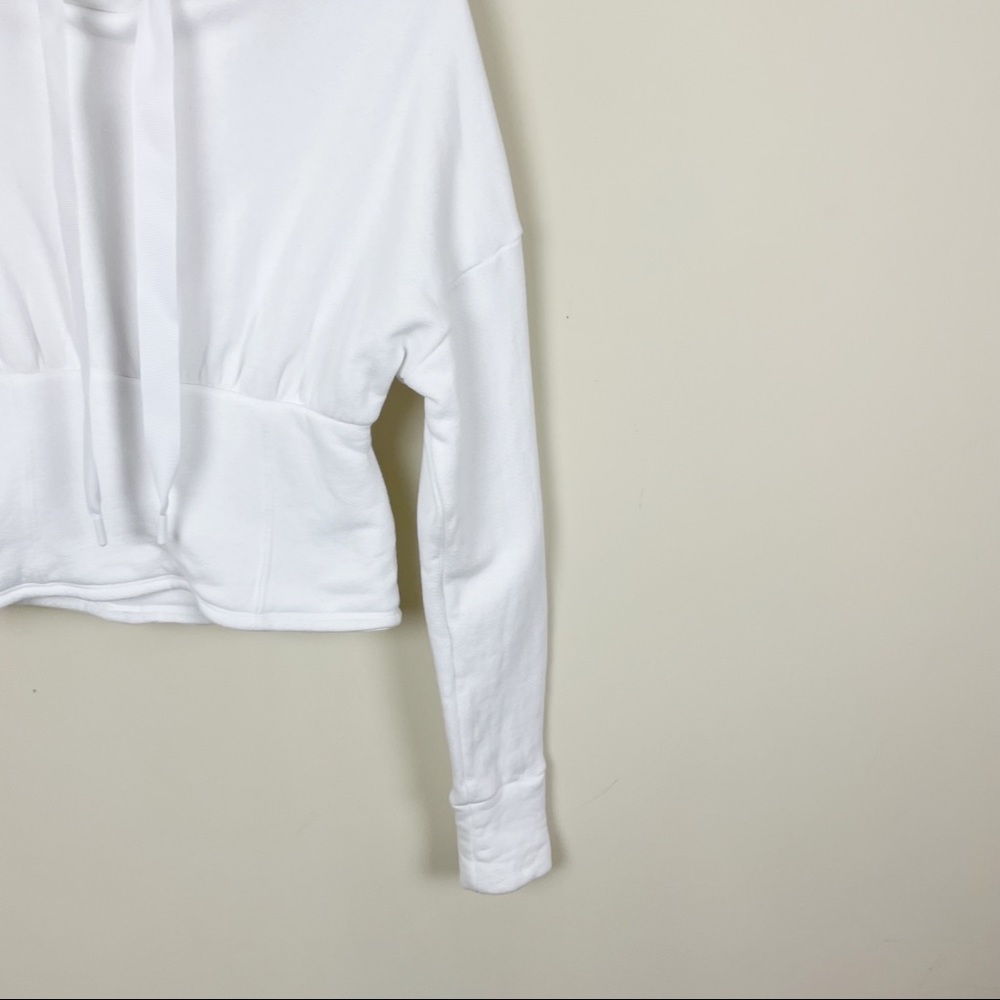 Carbon38 White Lace Up Corset Hoodie French Terry Sweatshirt Size Small - Picture 6 of 13